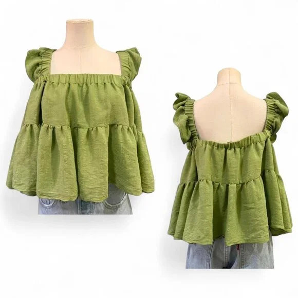 Lulu's Festival Coquette Spring Ruffle Top L Fairycore Girly Summer Soft Girl - Picture 2 of 8